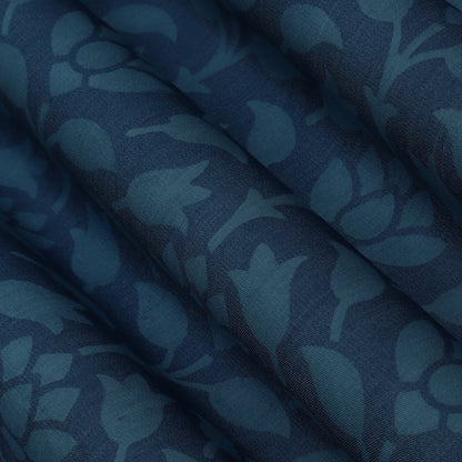 Blue Color Denim Lycra Print Fabric