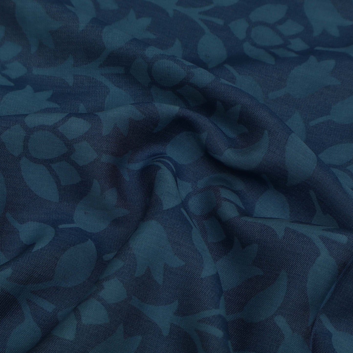 Blue Color Denim Lycra Print Fabric