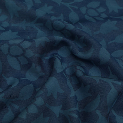 Blue Color Denim Lycra Print Fabric