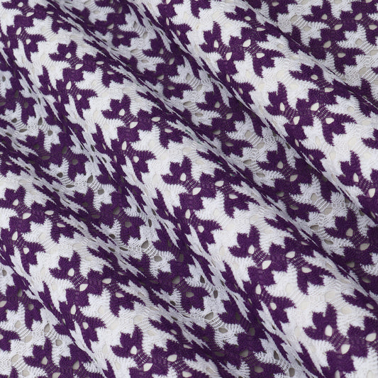 Purple & White Color Crosia Fabric