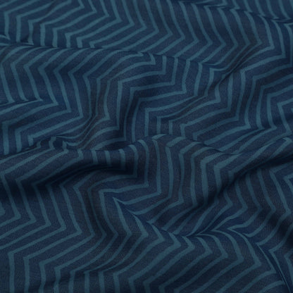 Blue Color Denim Lycra Print Fabric