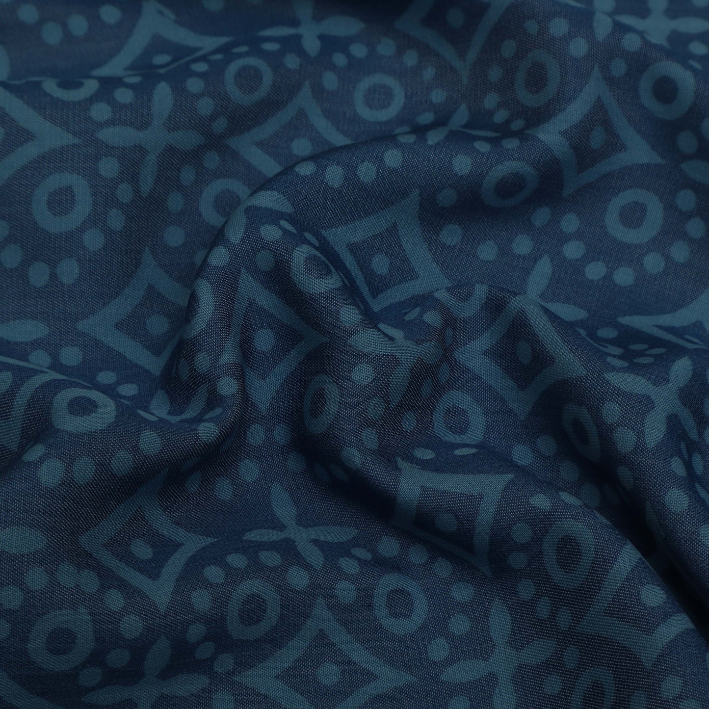 Blue Color Denim Lycra Print Fabric