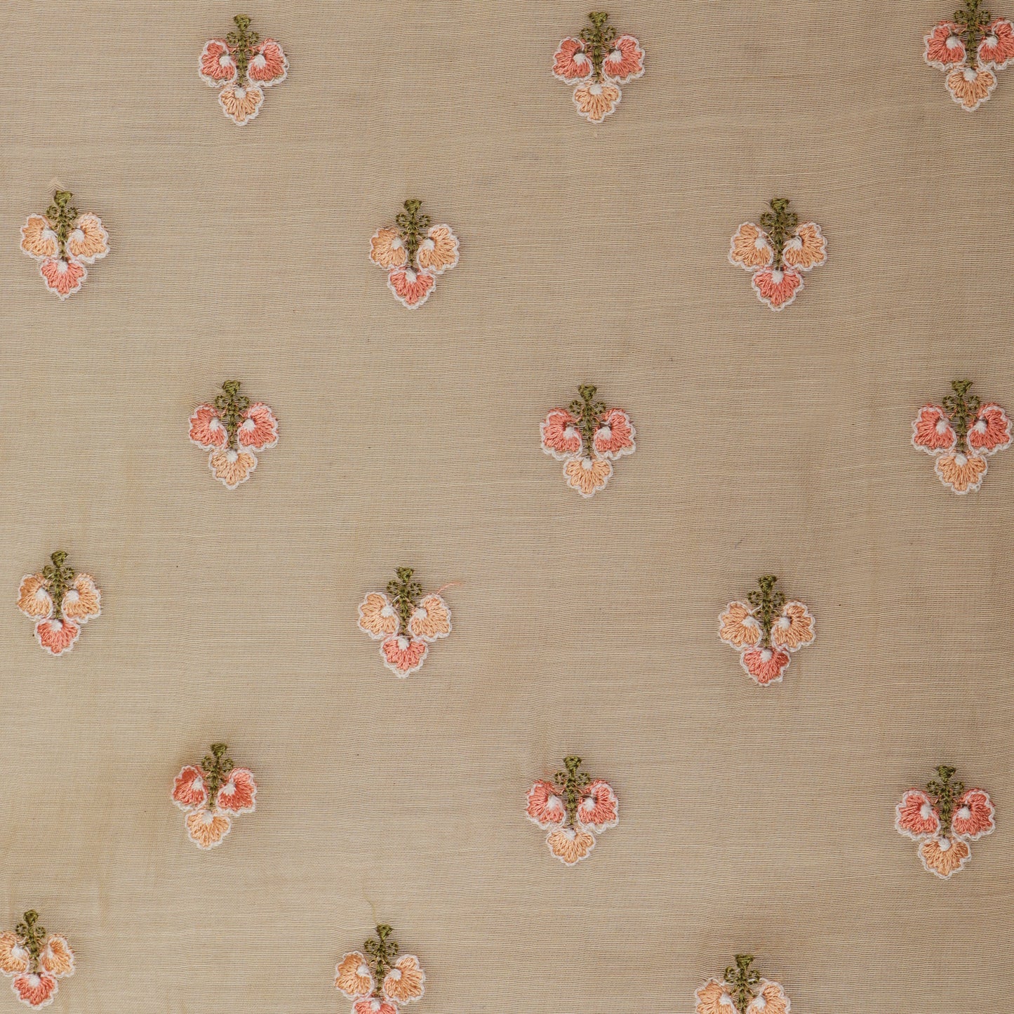 Peach Color Chanderi Booti Fabric