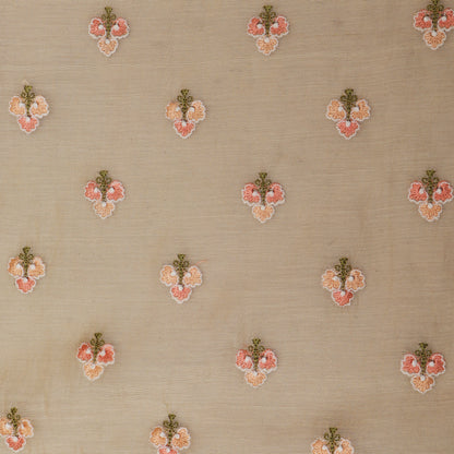 Peach Color Chanderi Booti Fabric