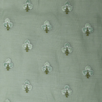Mint Green Color Chanderi Booti Fabric