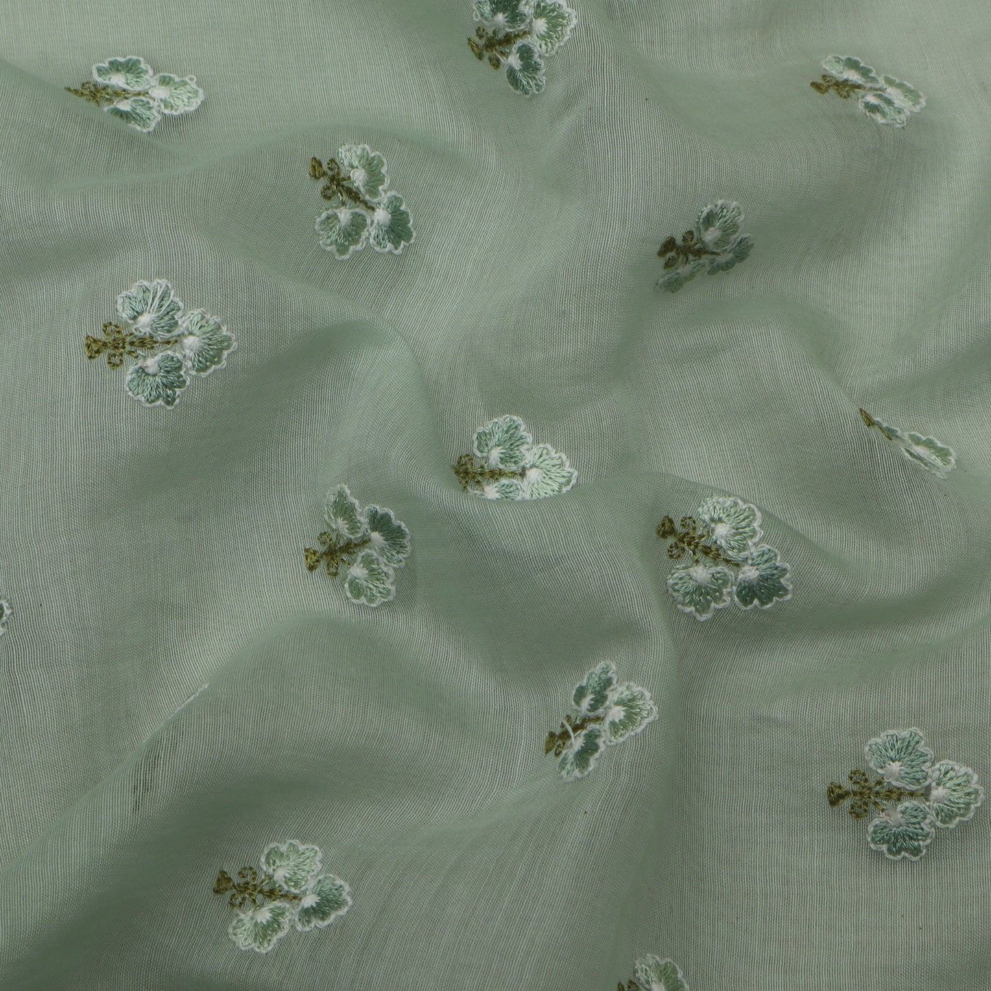 Mint Green Color Chanderi Booti Fabric