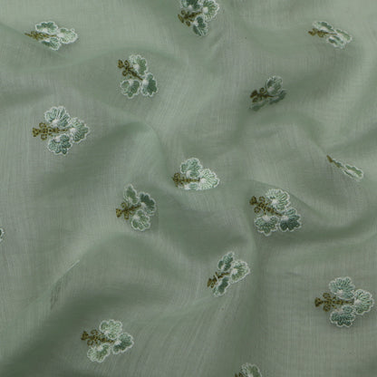 Mint Green Color Chanderi Booti Fabric