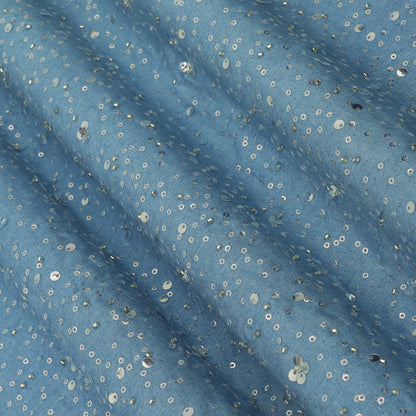 Denim Sequins Embroidery Fabric