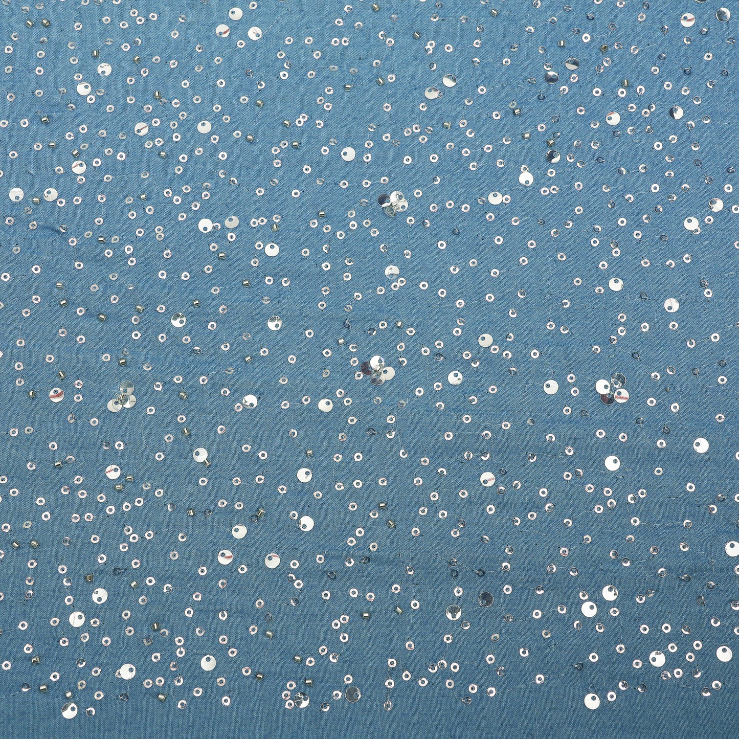 Denim Sequins Embroidery Fabric