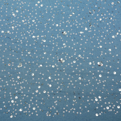 Denim Sequins Embroidery Fabric