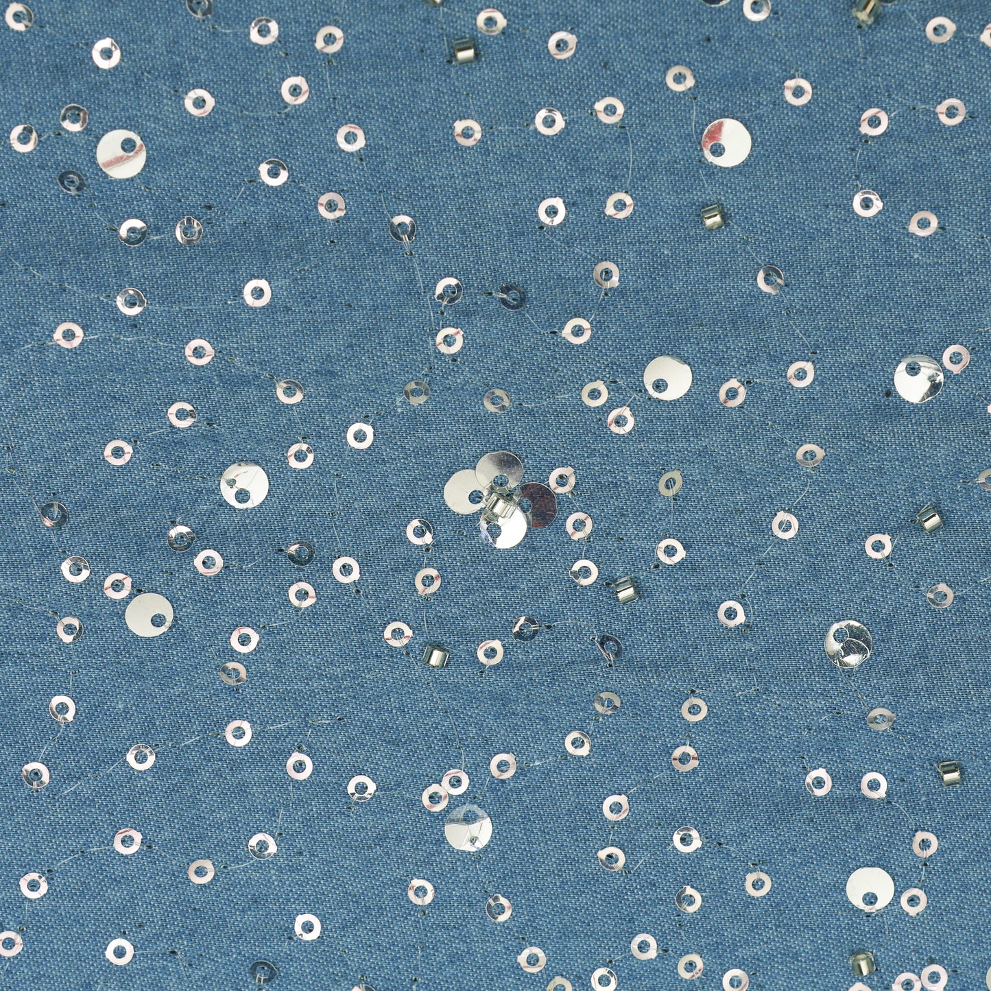 Denim Sequins Embroidery Fabric