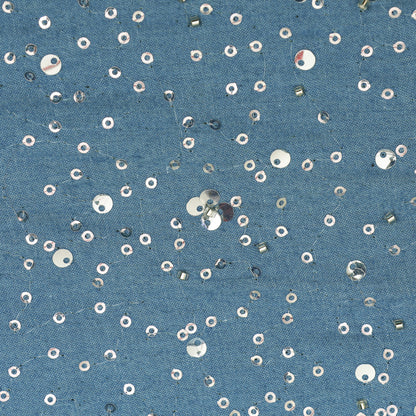 Denim Sequins Embroidery Fabric