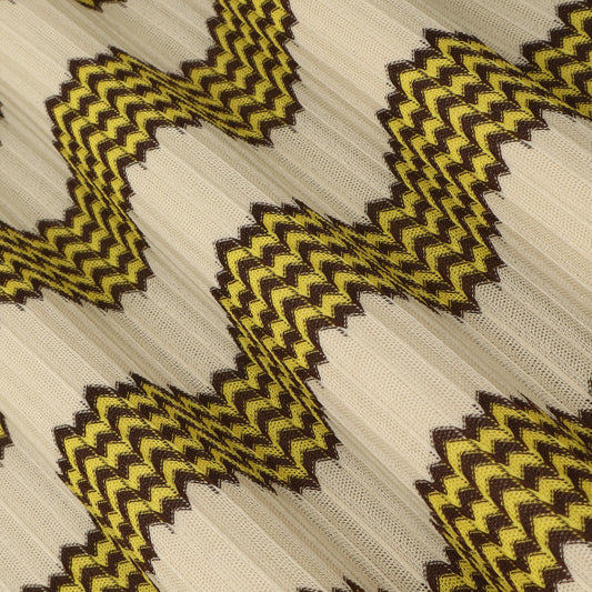 Zig Zag  Fabric Brown & Yellow  Crosia Fabric