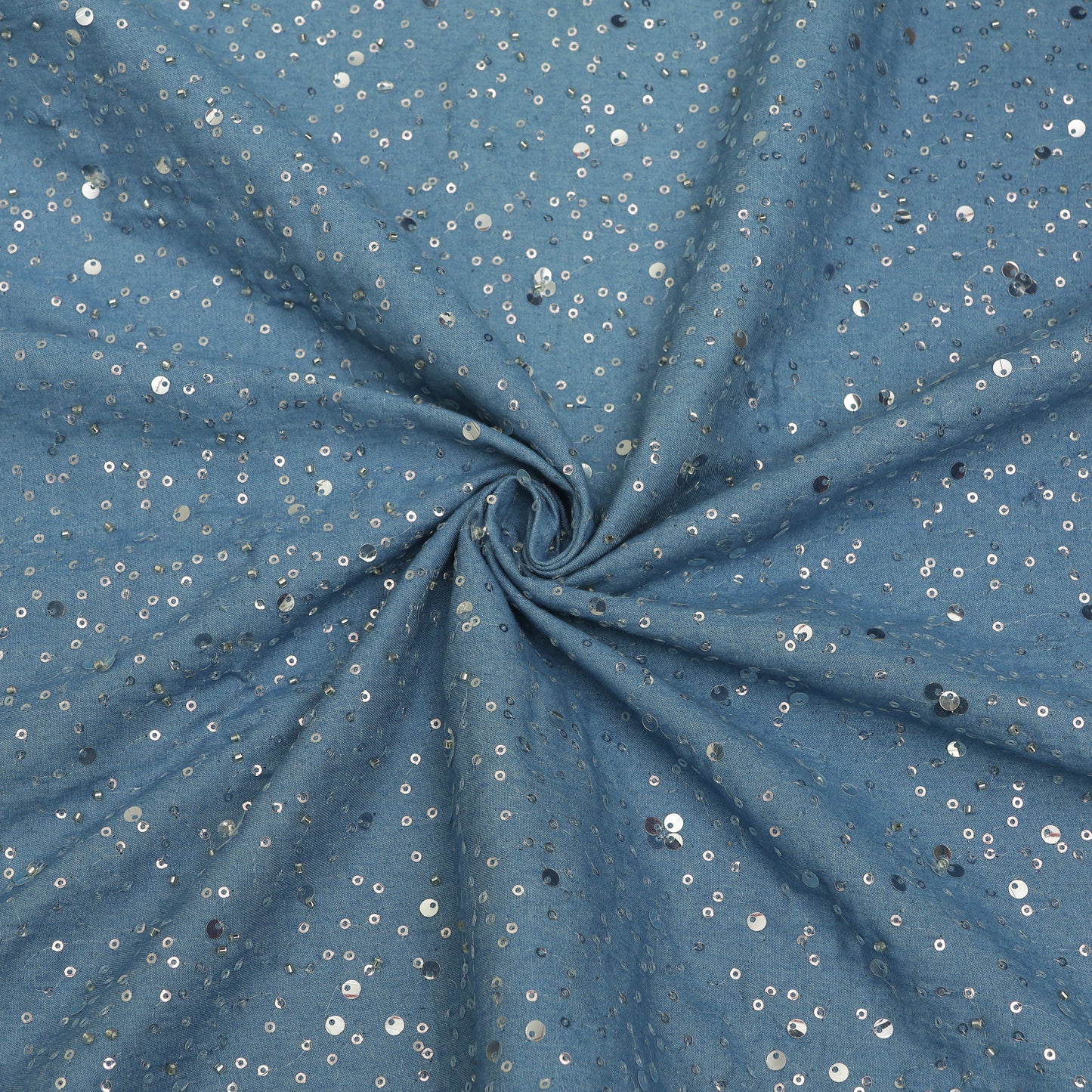 Denim Sequins Embroidery Fabric