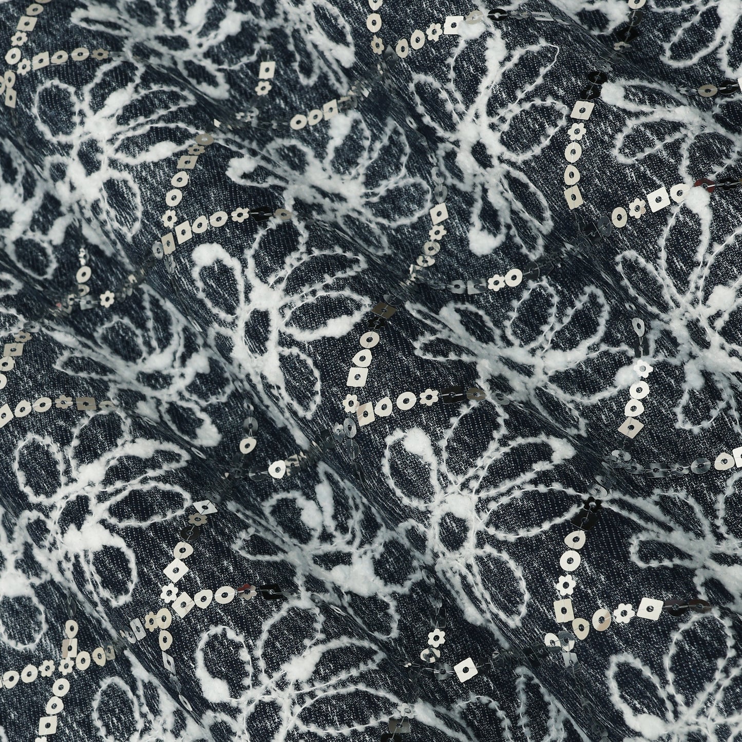 Floral Sequins Embroidery Fabric