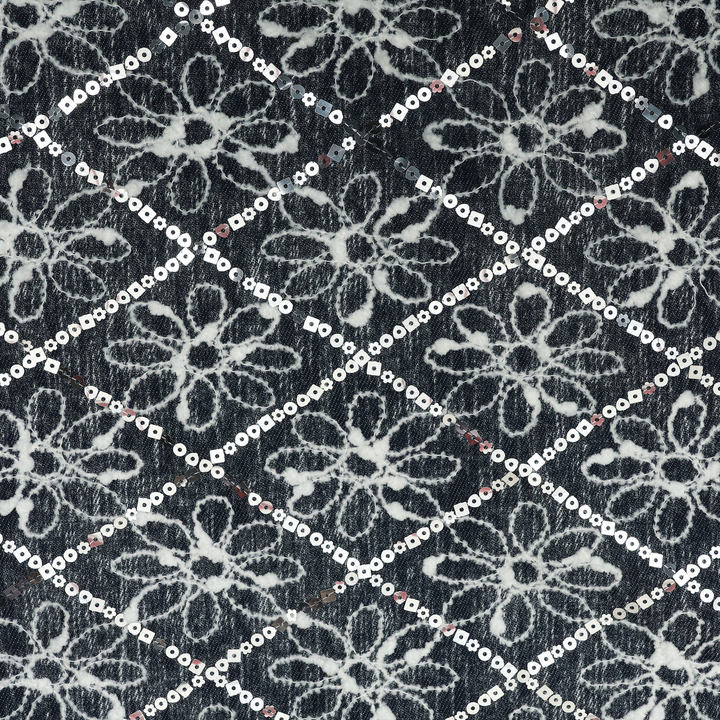 Floral Sequins Embroidery Fabric