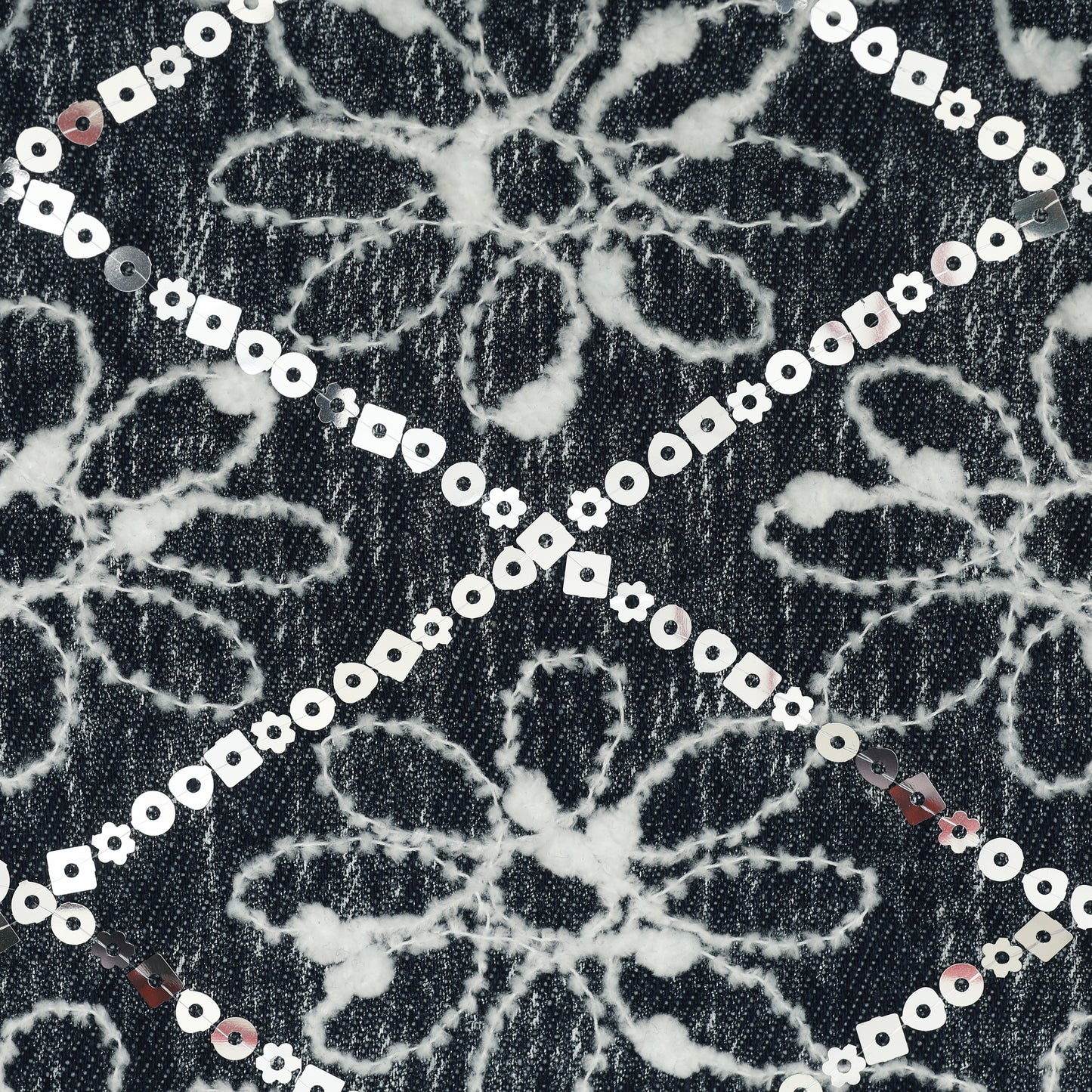 Floral Sequins Embroidery Fabric