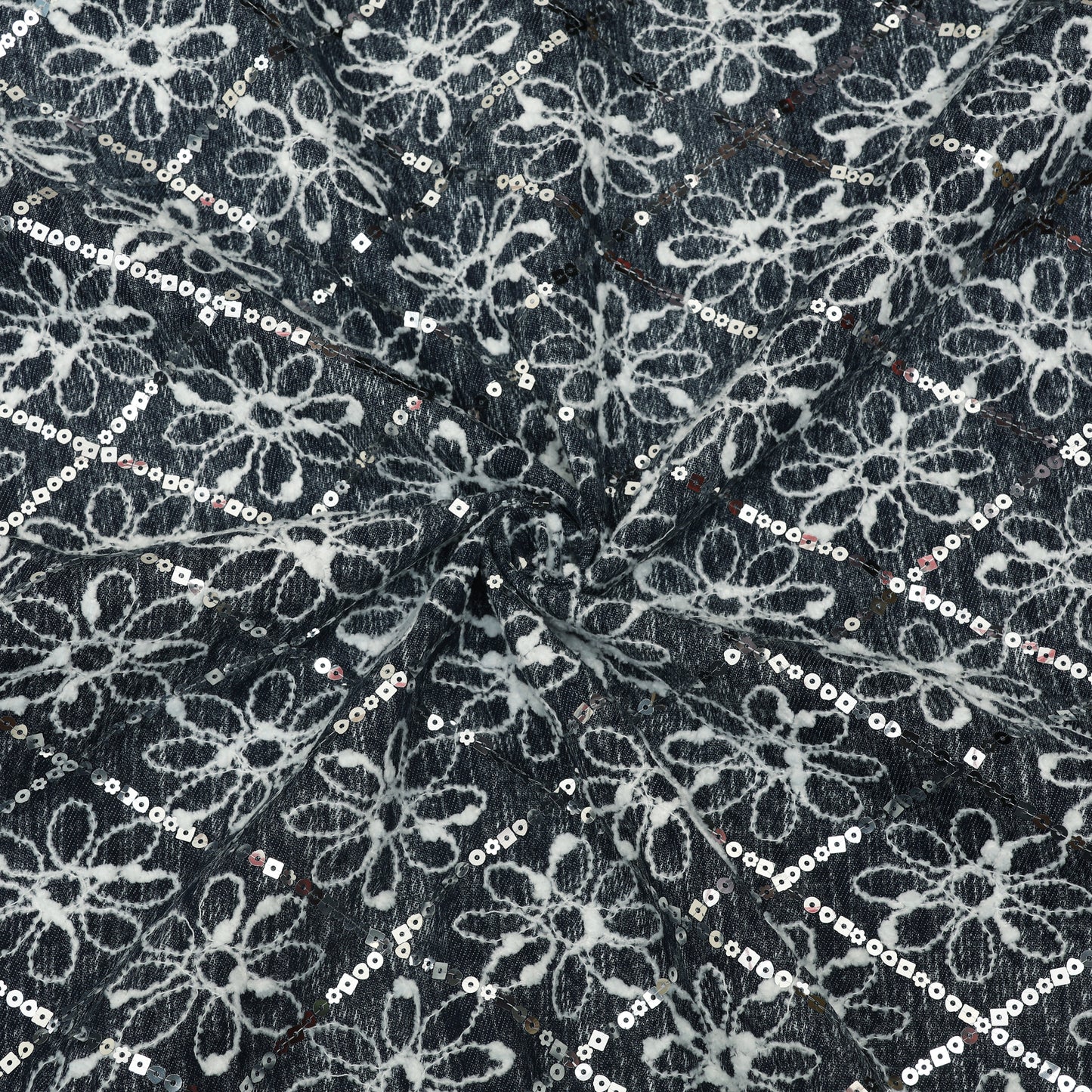 Floral Sequins Embroidery Fabric