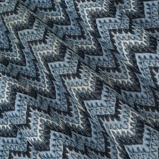 Crosia Fabric in Blue & White Tones Zig Zag Pattern