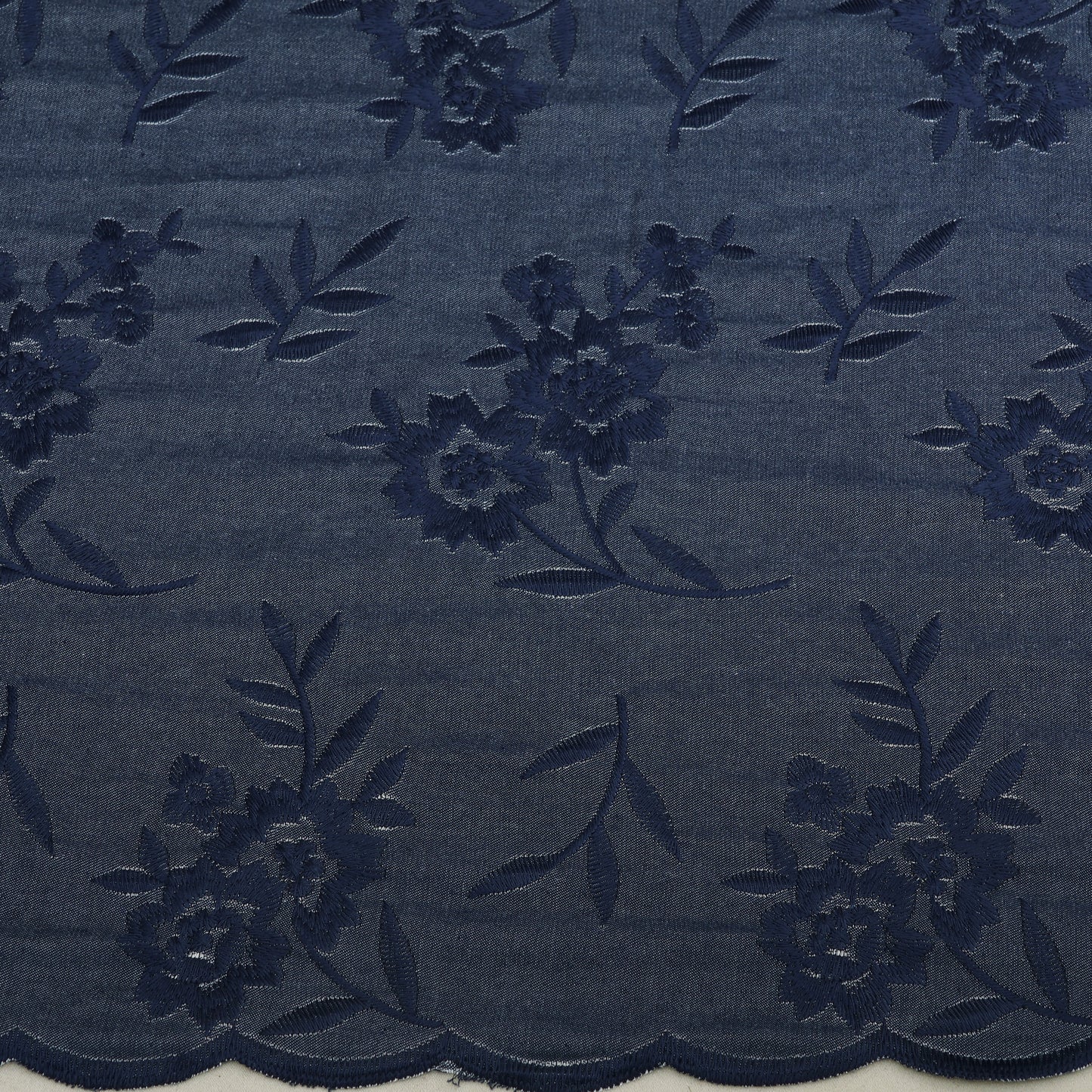 Floral Denim Embroidery Fabric