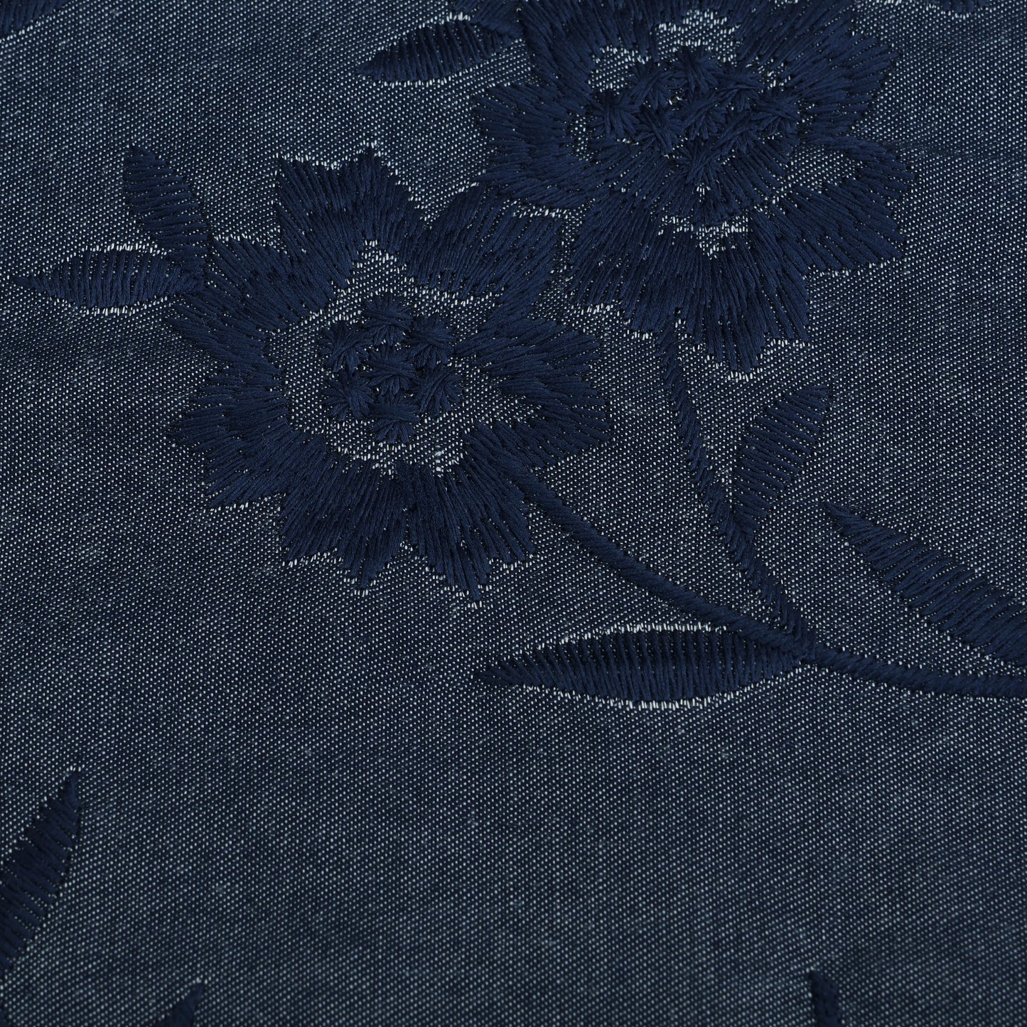 Floral Denim Embroidery Fabric