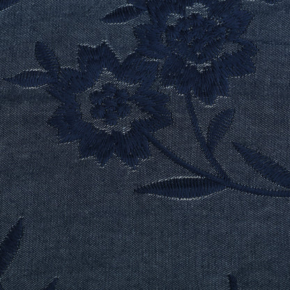 Floral Denim Embroidery Fabric