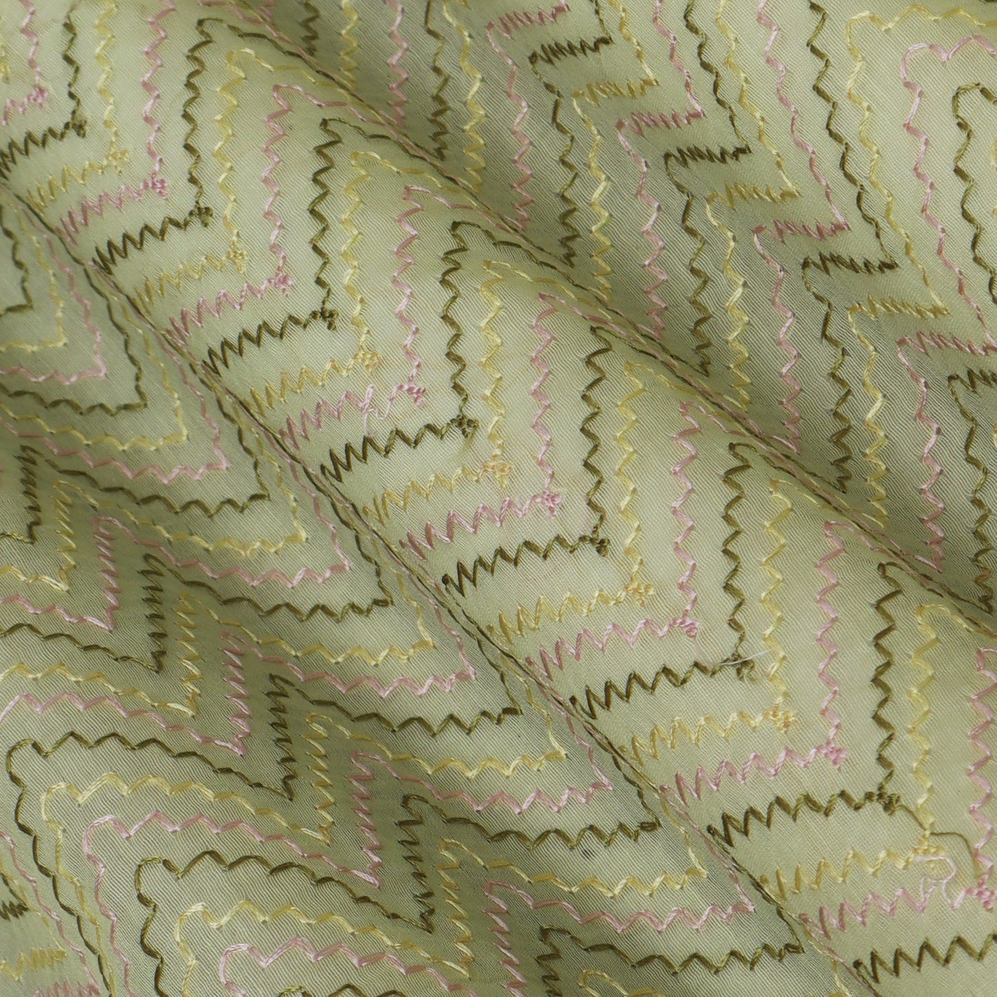 Pista Green Color Chanderi Booti Fabric