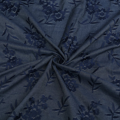 Floral Denim Embroidery Fabric