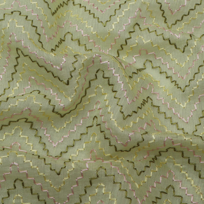 Pista Green Color Chanderi Booti Fabric