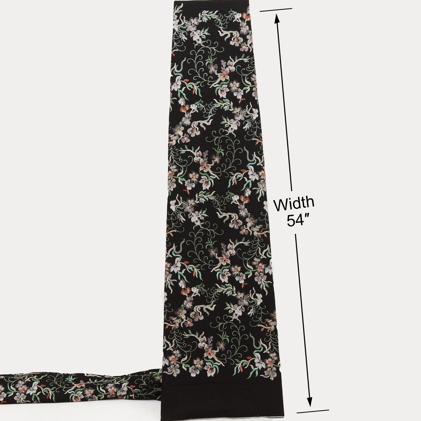 Floral Sequins Denim Embroidery Fabric