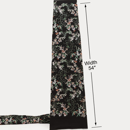 Floral Sequins Denim Embroidery Fabric