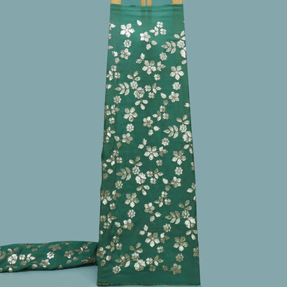 Rama Green Color Tissue Embroidery Fabric