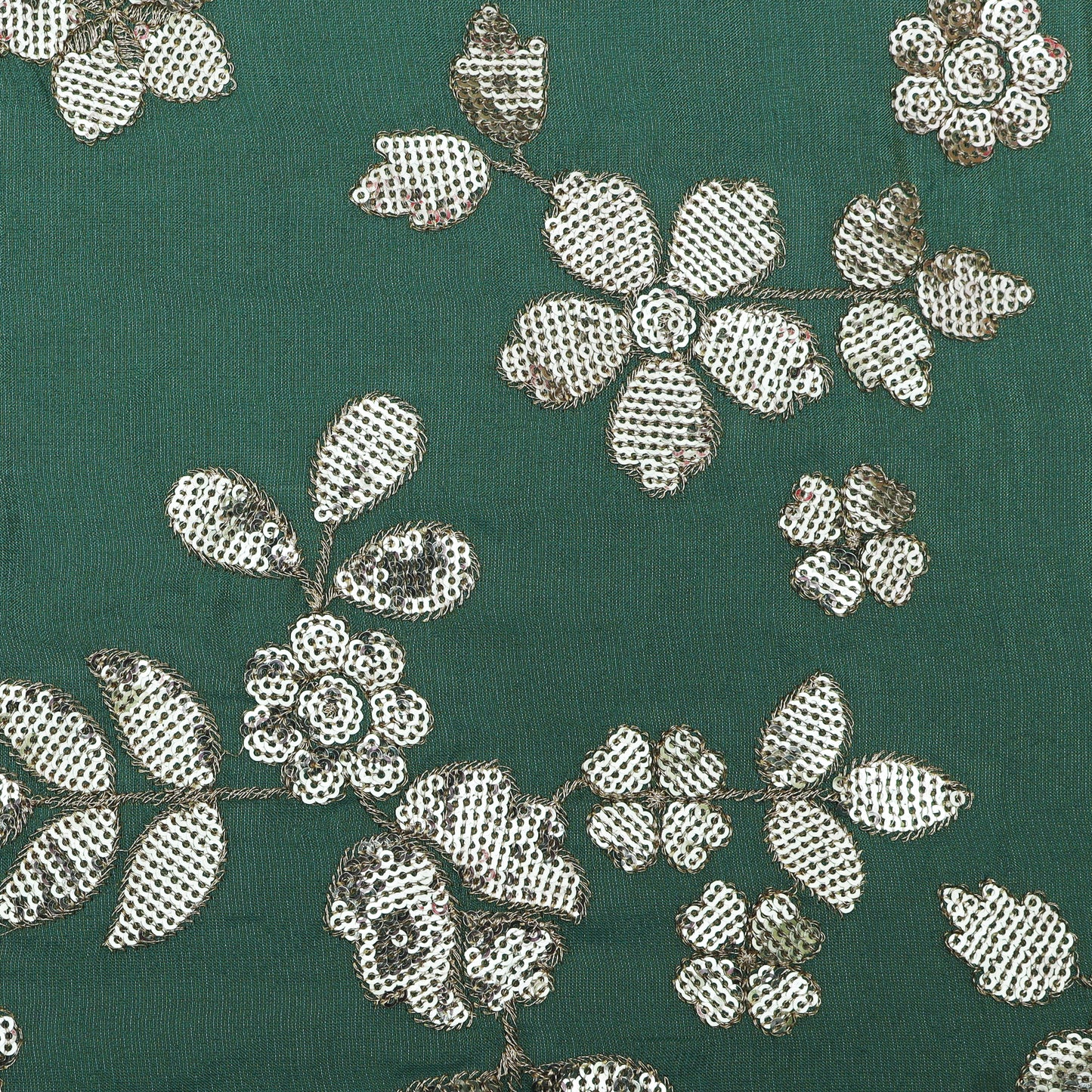 Rama Green Color Tissue Embroidery Fabric