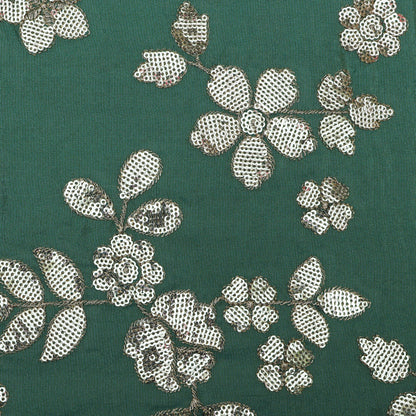 Rama Green Color Tissue Embroidery Fabric