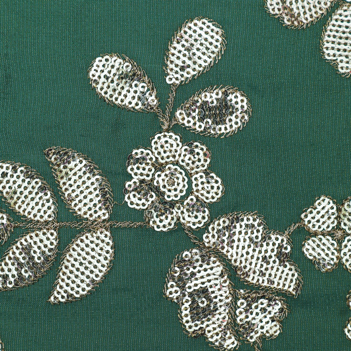 Rama Green Color Tissue Embroidery Fabric