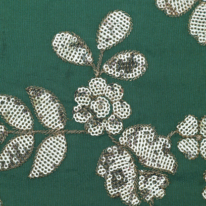 Rama Green Color Tissue Embroidery Fabric