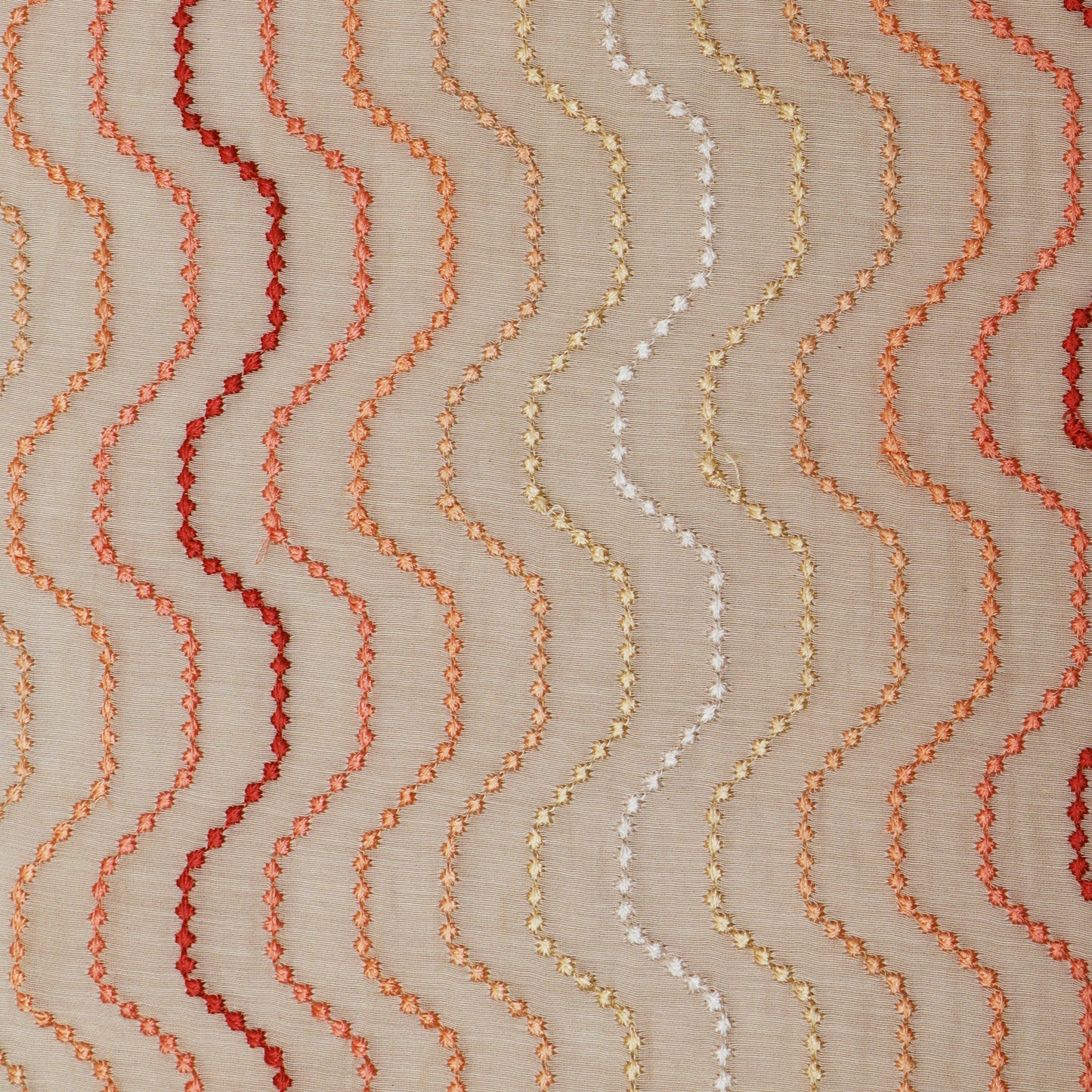 Peach Color Chanderi Embroidery  Fabric