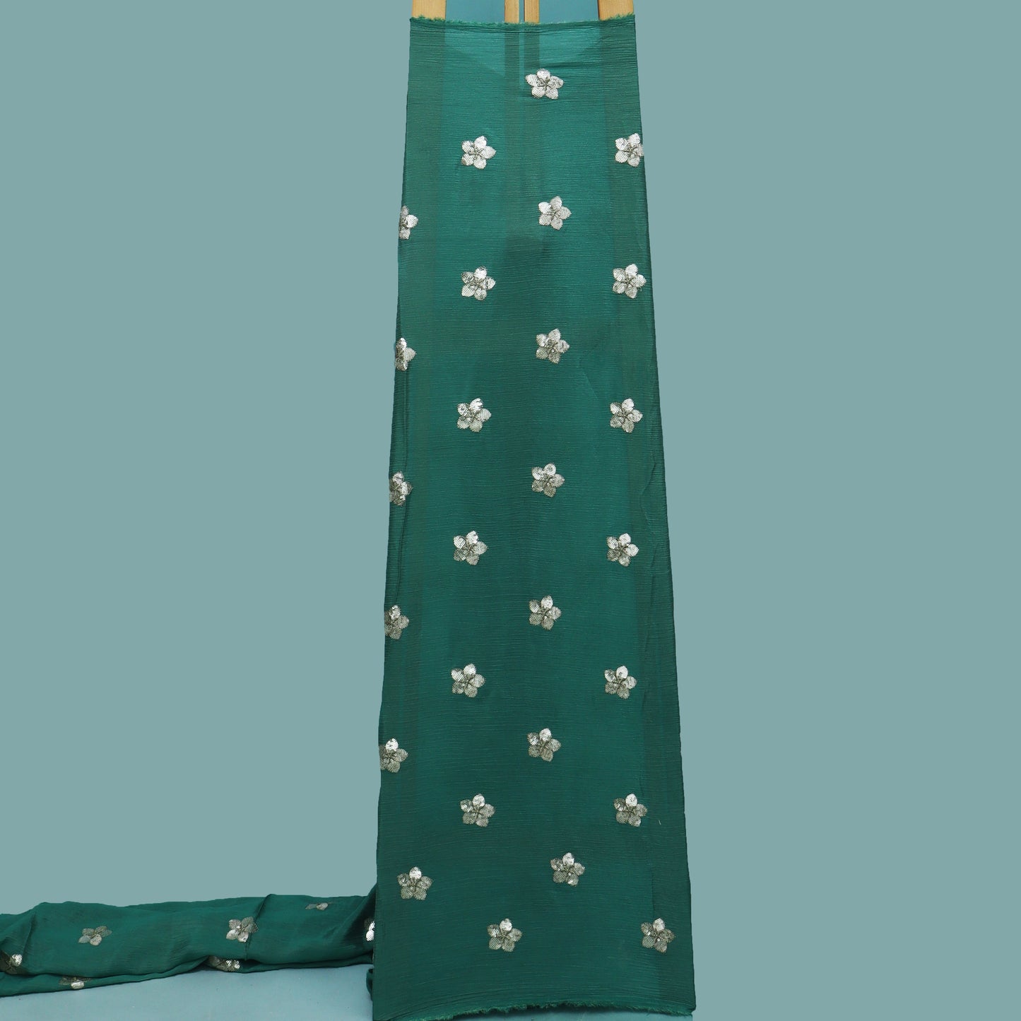 Rama Green Color Crush Tissue Boota Fabric