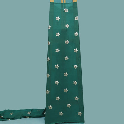 Rama Green Color Crush Tissue Boota Fabric