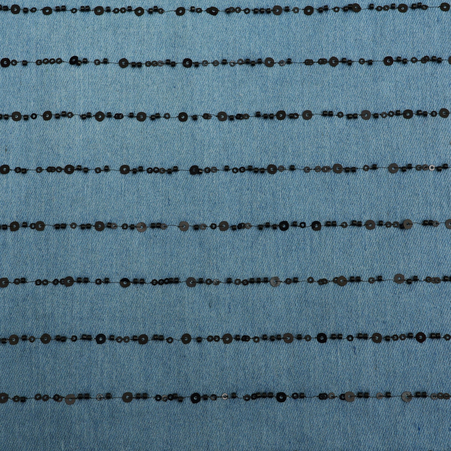 Denim Sequins Embroidery Fabric