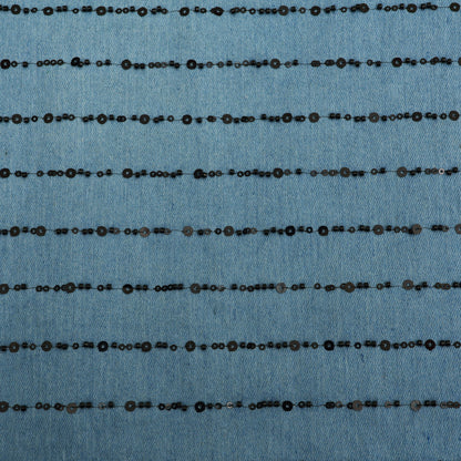 Denim Sequins Embroidery Fabric