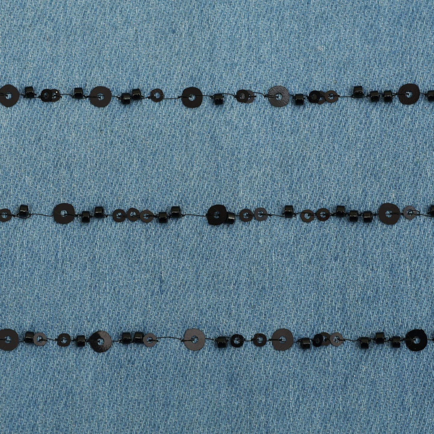 Denim Sequins Embroidery Fabric