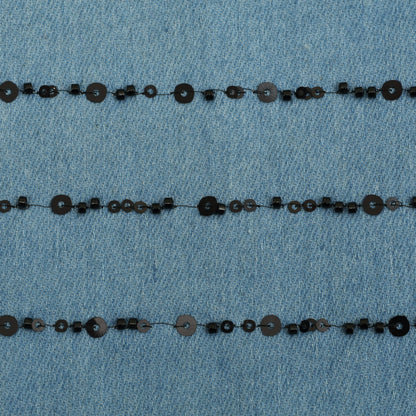 Denim Sequins Embroidery Fabric