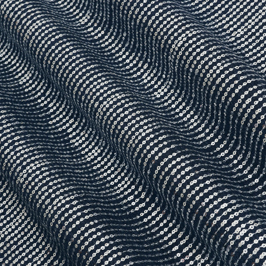 Denim Sequins Embroidery Fabric