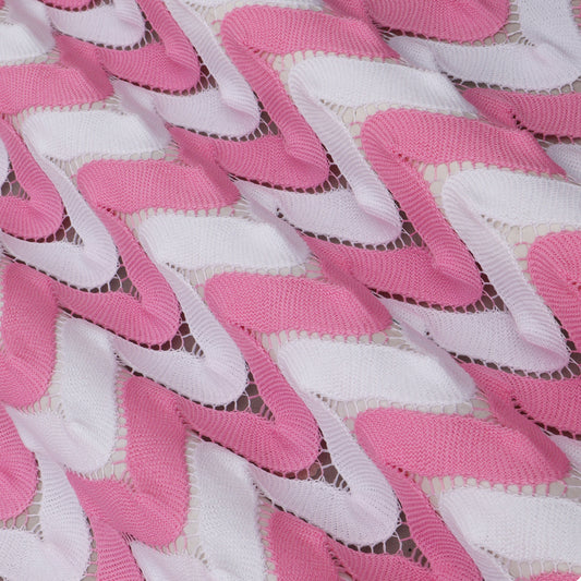 Crosia  Fabric Pink & White Zigzag Pattern
