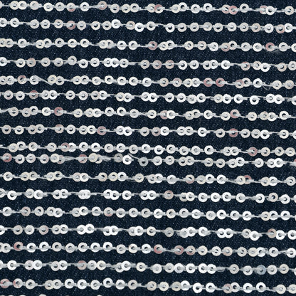 Denim Sequins Embroidery Fabric
