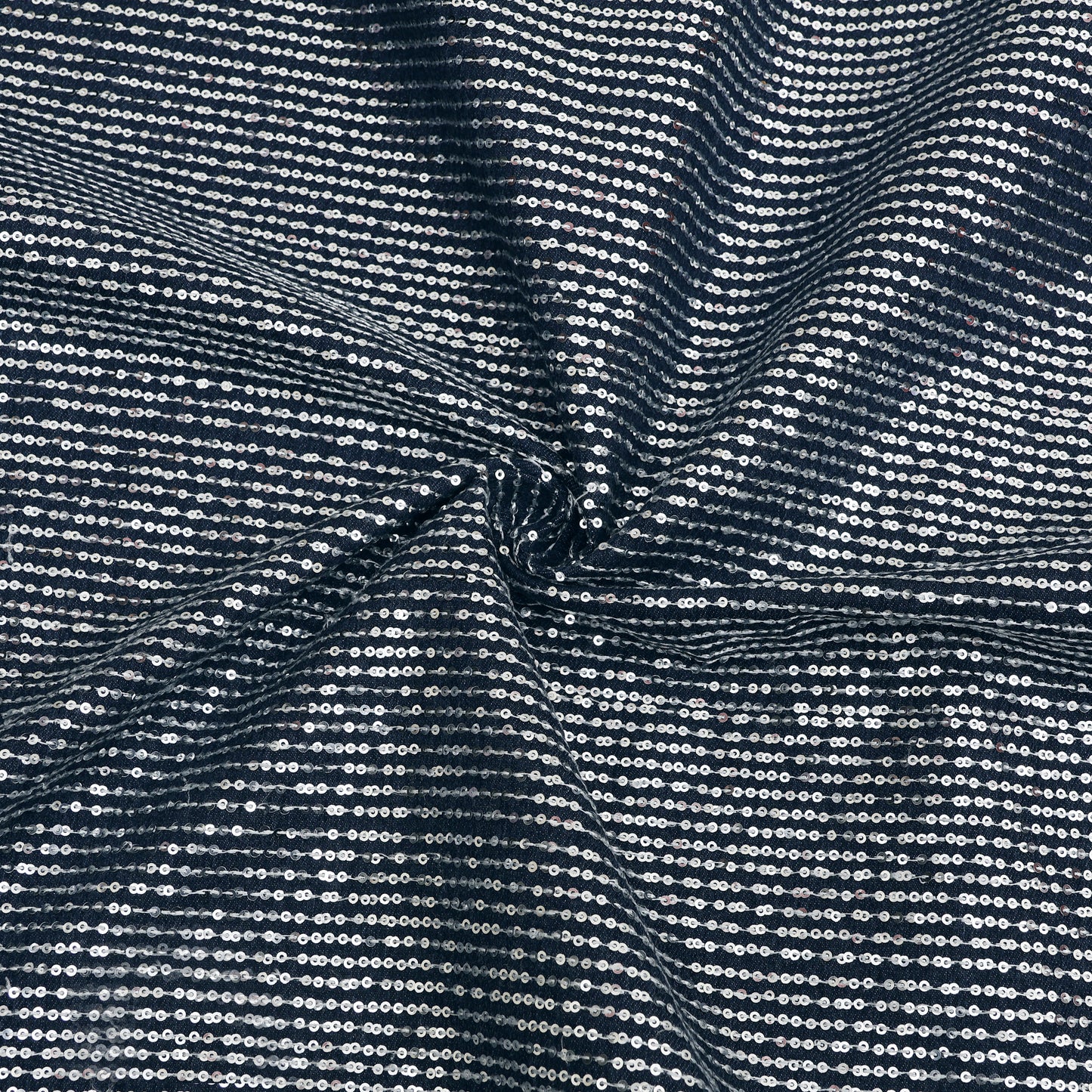 Denim Sequins Embroidery Fabric