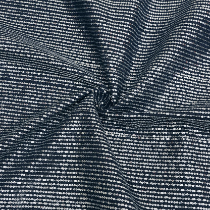 Denim Sequins Embroidery Fabric