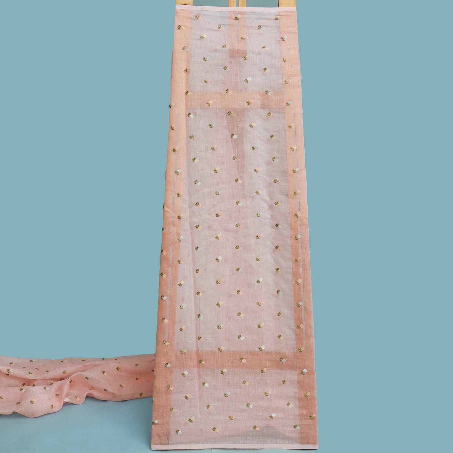 Baby Pink Color Chanderi  Booti  Fabric