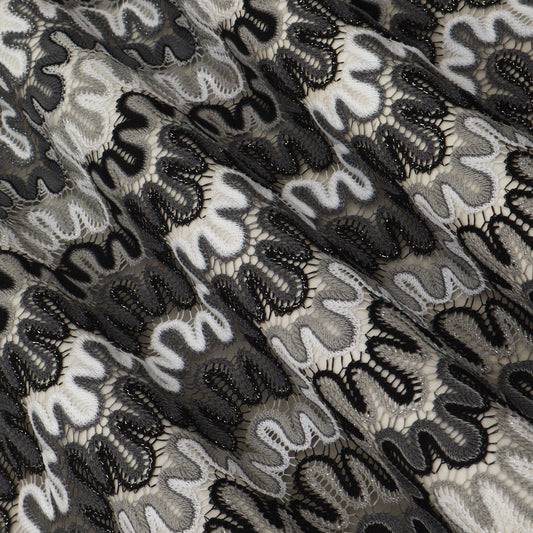 Zig Zag Crosia Fabric Black Grey & Ivory Colors